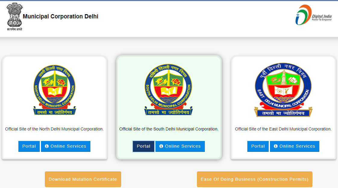 Municipal Corporation Delhi | NDMC | SDMC | EDMC | Pay Your Property Tax Online